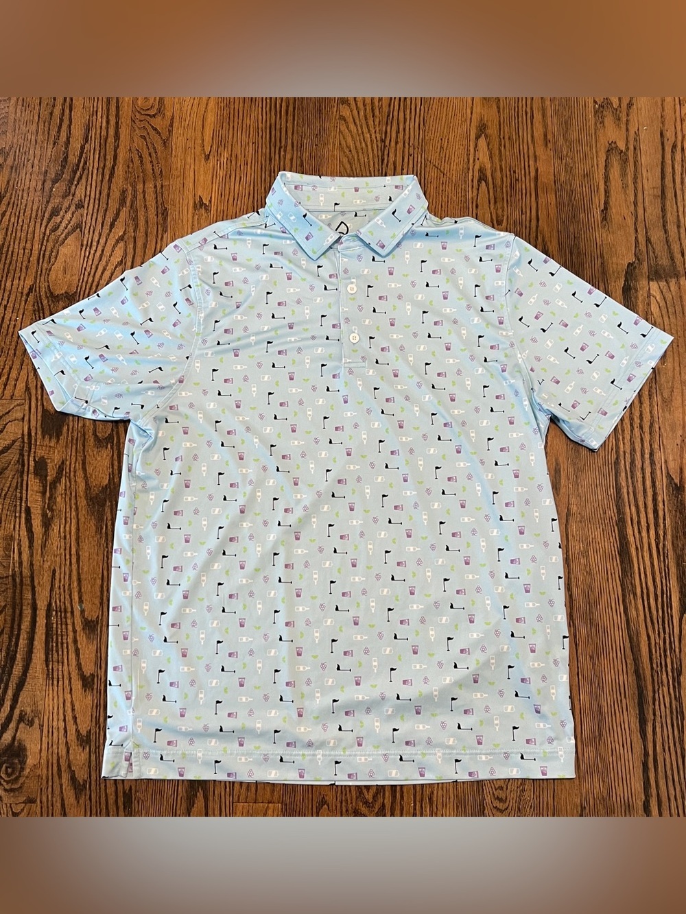 Deolax Light Blue Short-Sleeve Polo with Mini Golf Print
